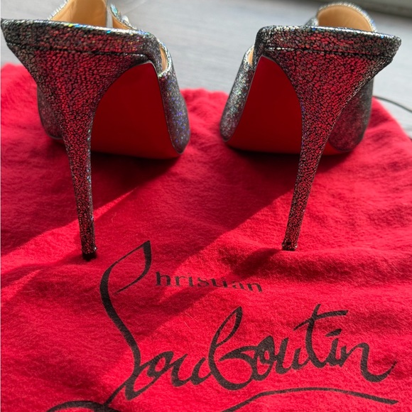Christian Louboutin Silver Glitter Mules - Picture 8 of 11